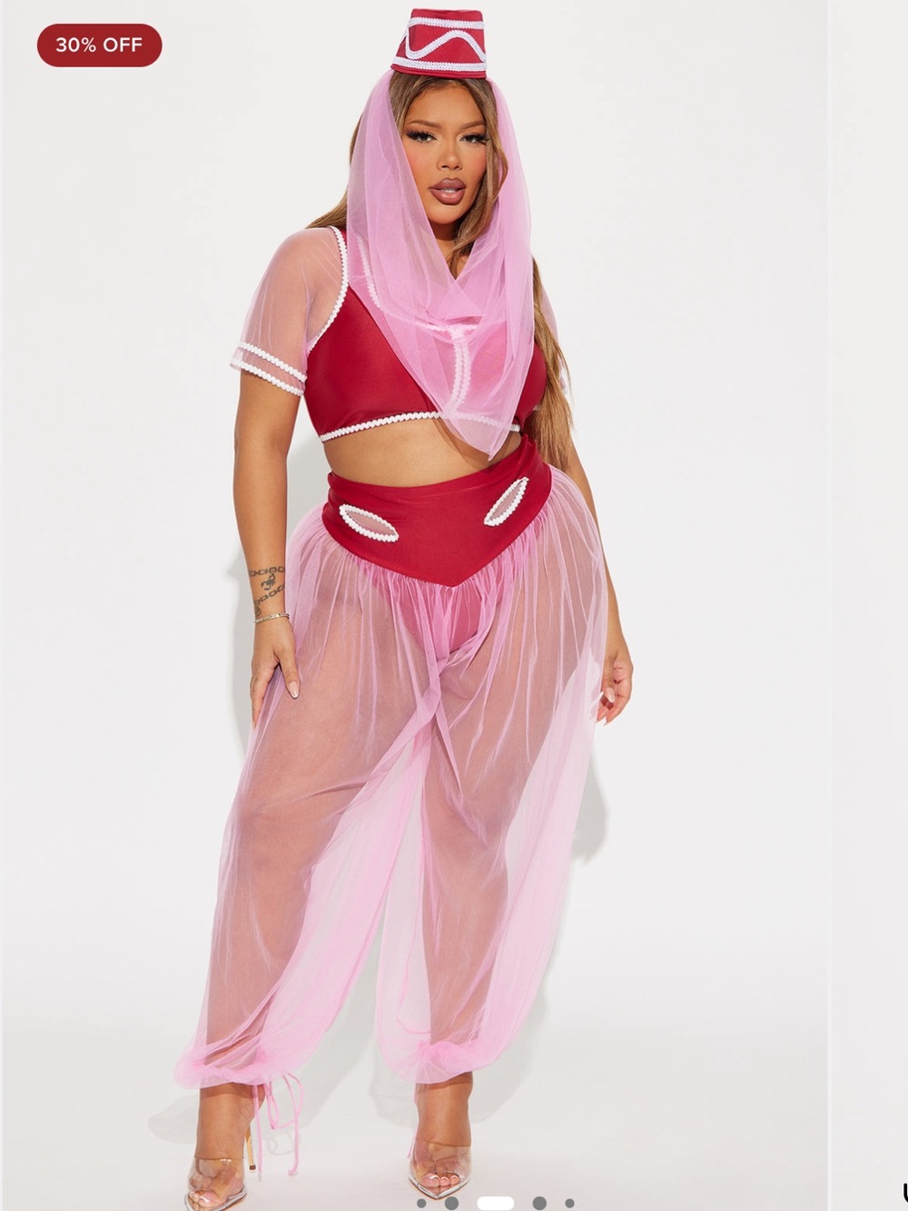Fashion Nova Pink & Red Sheer 5-Piece Costume Set